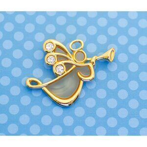 Vintage Mid Century Musical Angel Rhinestone Brooch by LC - M15